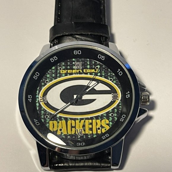 Green Bay Packers NFL Faux Leather Band Men's Wristwatch NEW - Picture 5 of 6